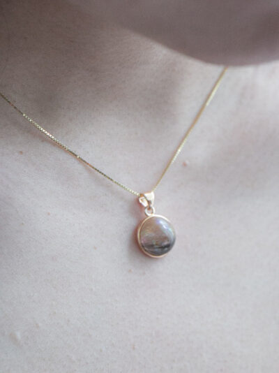 pet hair S925 silver gold necklace w/ bezel pawdant | 鍍金S925 silver項鍊配四爪寵物毛髮吊墜 - Image 3